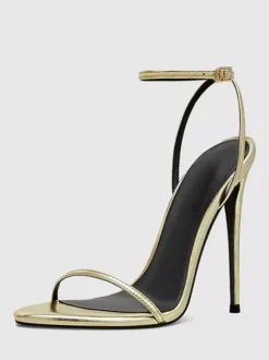 Sandales à talons hauts dorées à bout ouvert et talon aiguille Chaussures de fête