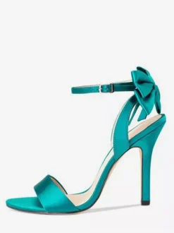 Sandales à talons hauts en satin avec n艙ud et bout ouvert chaussures de fête de mariage