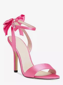 Sandales à talons hauts en satin avec n艙ud et bout ouvert chaussures de fête de mariage