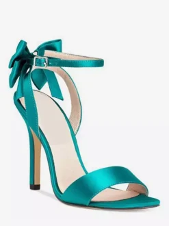 Sandales à talons hauts en satin avec n艙ud et bout ouvert chaussures de fête de mariage