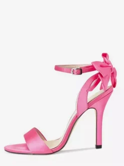 Sandales à talons hauts en satin avec n艙ud et bout ouvert chaussures de fête de mariage