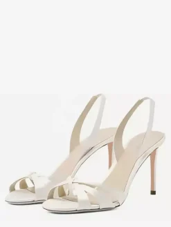 Sandales à talons hauts en satin à bout ouvert et à talons aiguilles pour mariage