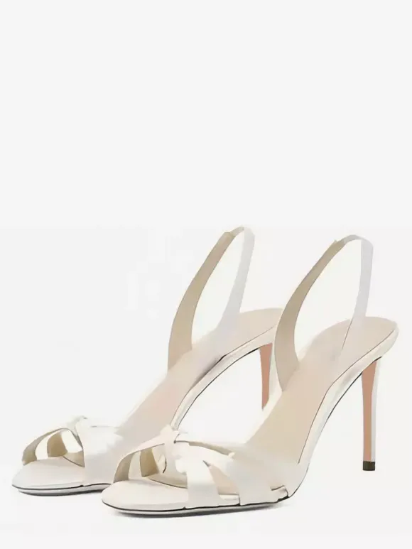 Sandales à talons hauts en satin à bout ouvert et à talons aiguilles pour mariage