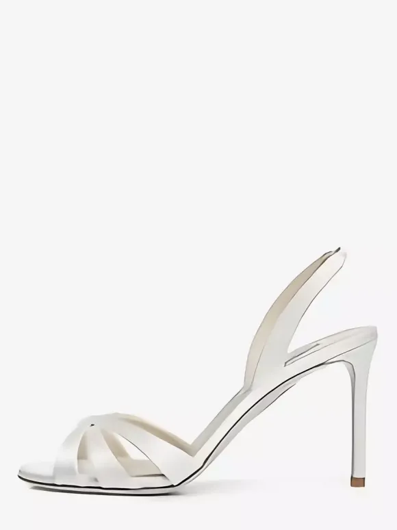Sandales à talons hauts en satin à bout ouvert et à talons aiguilles pour mariage