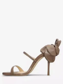 Sandales à talons hauts pour femmes bout ouvert lanières détail floral chaussures de fête