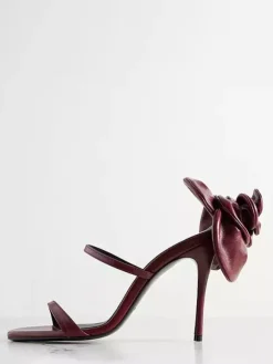 Sandales à talons hauts pour femmes bout ouvert lanières détail floral chaussures de fête
