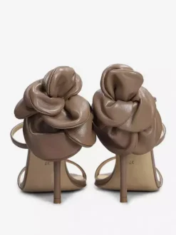 Sandales à talons hauts pour femmes bout ouvert lanières détail floral chaussures de fête
