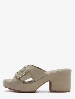 Sandales à talons épais pour femmes bout ouvert avec boucle