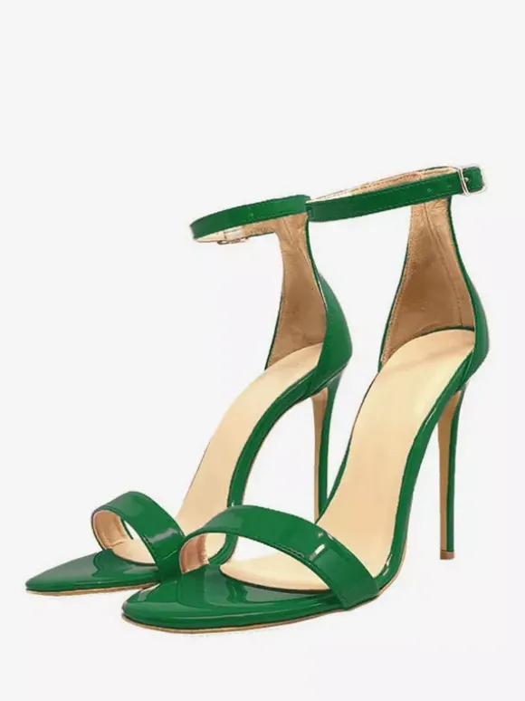 Sandales à talons pour femmes chaussures de fête violettes à bout ouvert et bride à la cheville