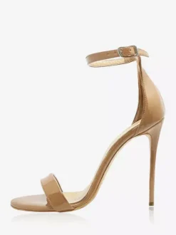 Sandales à talons pour femmes chaussures de fête violettes à bout ouvert et bride à la cheville