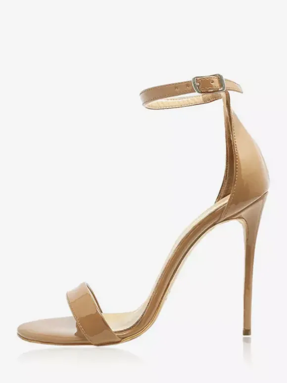 Sandales à talons pour femmes chaussures de fête violettes à bout ouvert et bride à la cheville