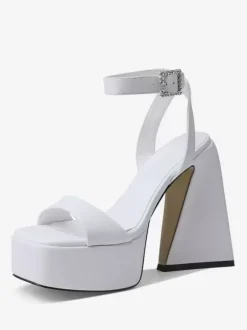 Sandales à talons pour femmes bout carré plateforme talon épais chaussures de soirée