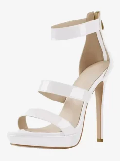 Sandales à talons pour femmes noires bout ouvert talon aiguille bretelles chaussures sexy