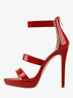Sandales à talons pour femmes noires bout ouvert talon aiguille bretelles chaussures sexy