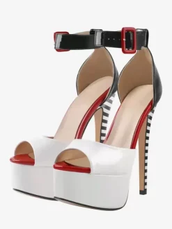 Sandales À Talons Sexy Plateforme Bout Ouvert Bride À La Cheville Chaussures