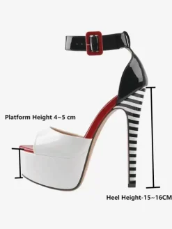 Sandales À Talons Sexy Plateforme Bout Ouvert Bride À La Cheville Chaussures