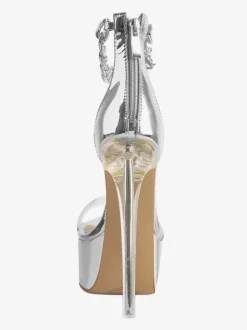 Sandales à talons sexy plateforme dorée bout ouvert talon aiguille chaussures à bride à la cheville