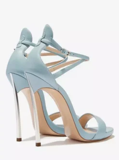 Sandales bleues à talons hauts pour femmes bout ouvert brides croisées chaussures de soirée