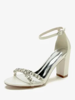 Sandales De Mariée Bordeaux Vernis Supérieur Chic Chaussures De Mariage À Bout Ouvert Strass