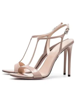 Sandales de Soirée à Talons Hauts avec Bout Ouvert Femme Unicolore