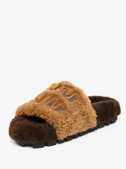 Sandales d'hiver en laine tricotée pour femmes sandales plates à bout ouvert