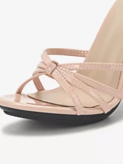 Sandales femme blanche en PU à talon haut à lacets