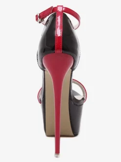 Sandales femme noir talon haut plateforme boucle métal réglable