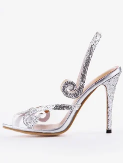 Sandales femme talon haut argent