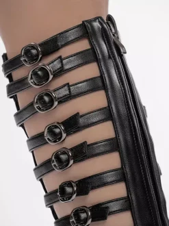 Sandales gladiateur noires à talons hauts et bout ouvert avec boucle
