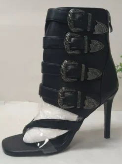 Sandales gladiateur pour femmes tongs strass boucle talons hauts