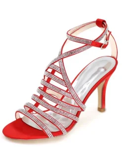 Sandales gladiateurs de mariée brillantes talon haut Chaussures de mariée