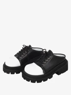 Sandales gothiques Lolita à bout rond en cuir PU Chaussures Compensées d'été Lolita noires Steam Punk