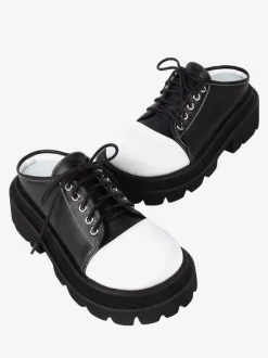 Sandales gothiques Lolita à bout rond en cuir PU Chaussures Compensées d'été Lolita noires Steam Punk