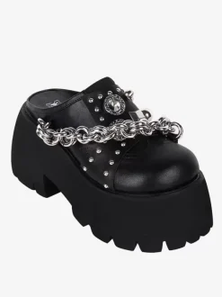 Sandales gothiques Lolita avec 艙illets noirs chaussures d'été en cuir PU métallisé à bout rond
