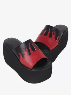 Sandales gothiques Lolita Rivets Bout ouvert Bloc de couleur Cuir PU Chaussures d'été Lolita noires