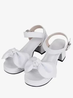 Sandales gothiques Lolita avec n艙uds à bout ouvert en cuir PU chaussures d'été noires Lolita