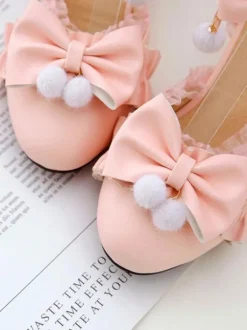 Sandales Lolita douces arcs bout rond en cuir PU talon épais quotidien décontracté rose Lolita été bride à la cheville talons