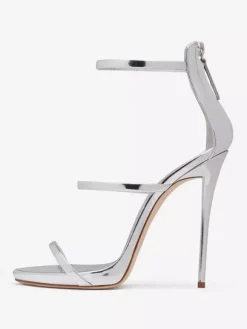 Sandales noires à talons hauts chaussures habillées à talons aiguilles verni sexy à lanières