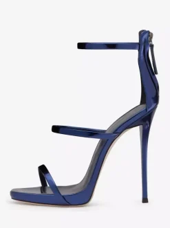 Sandales noires à talons hauts chaussures habillées à talons aiguilles verni sexy à lanières