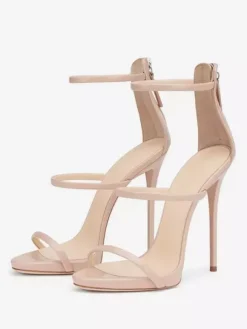 Sandales noires à talons hauts chaussures habillées à talons aiguilles verni sexy à lanières