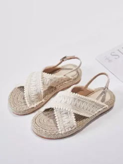Sandales Plates Pour Femmes Sandales De Plage Bout Rond À Lacets Sandales
