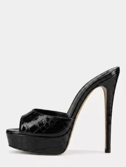 Sandales rouges sexy à plateforme et bout ouvert talons hauts