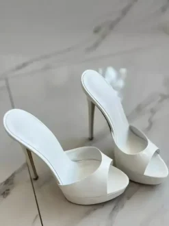 Sandales rouges sexy à plateforme et bout ouvert talons hauts