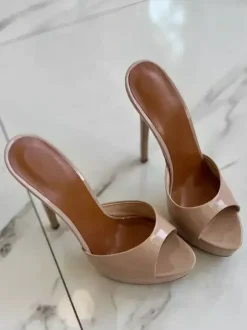Sandales rouges sexy à plateforme et bout ouvert talons hauts