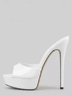 Sandales rouges sexy à plateforme et bout ouvert talons hauts