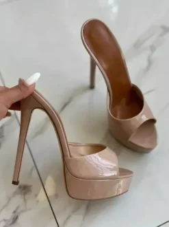 Sandales rouges sexy à plateforme et bout ouvert talons hauts