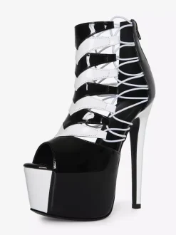 Sandales sexy à plateforme et bout ouvert pour femme bottines à talons hauts découpés