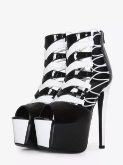 Sandales sexy à plateforme et bout ouvert pour femme bottines à talons hauts découpés