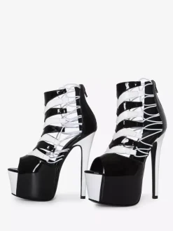 Sandales sexy à plateforme et bout ouvert pour femme bottines à talons hauts découpés