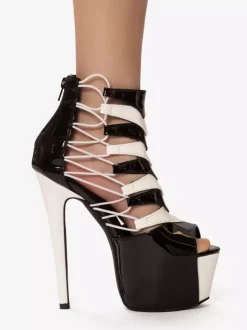 Sandales sexy à plateforme et bout ouvert pour femme bottines à talons hauts découpés